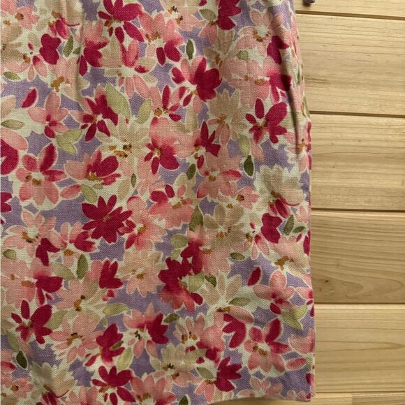 Vintage Ann Taylor Size 4 Linen Floral Print Hip Tie Mini Skirt - Picture 7 of 13